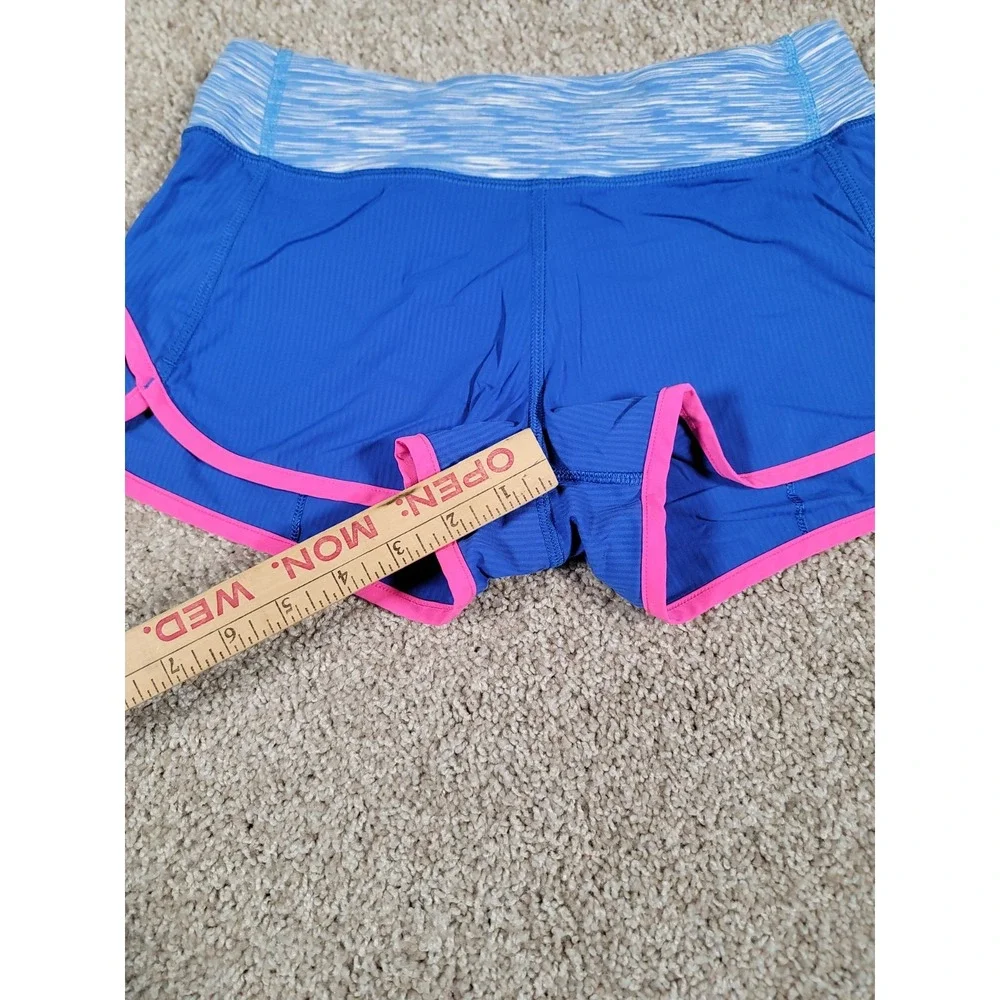 Ivivva by Lululemon Speedy Shorts Size 12 Blue Lined Zipper Pocket Gym Stretch